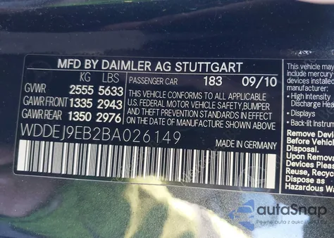 2011 Mercedes-Benz Cl 550 4Matic z USA, uszkodzony, nr VIN WDDEJ9EB2BA026149